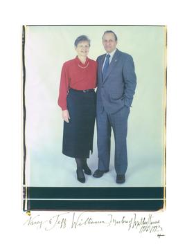 women standing on the left, man standing on the right