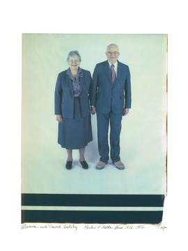 women standing on the left, man standing on the right